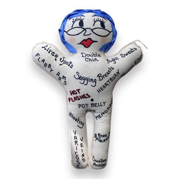 Humorous Vintage Woman Acupuncture Feminine Aging Blue Haired Cloth Voodoo Doll - Picture 14 of 14